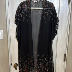 Cato Black and Red Elegant Kimono Coverup